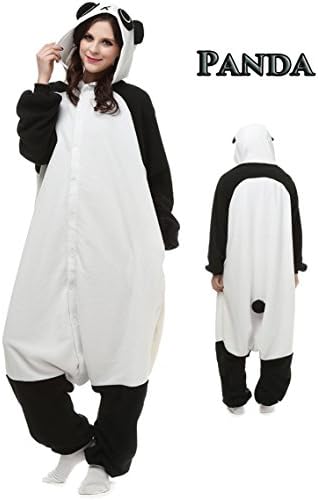 Kigurumi Onesie Cosplay Costumes, Hooded Animal Pajamas For Women and Men, Cozy Plush Adult Jumpsuits/Lounge Wear For Halloween (S, Black Panda)