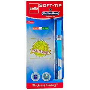 Cello Pens Export Pack 12 Soft-Tip Ballpen and 1 Butterflow (Blue ink)