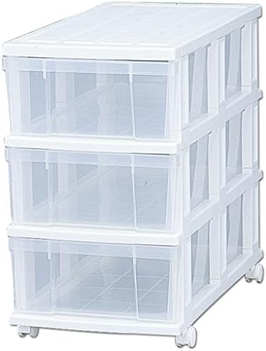 アイリスオーヤマ チェスト 押入れ 3段 幅37×奥行70×高さ63.4cm ホワイト/クリア OC-373