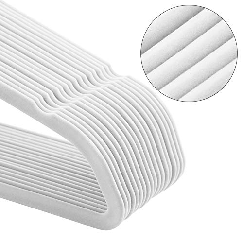 SONGMICS Ganchos de Ropa de Terciopelo 50 PCS, Giratorios de 360° | Para Ropa Fina y Abrigos, Antideslizantes y Ahorradores de Espacio, MCRF026W03