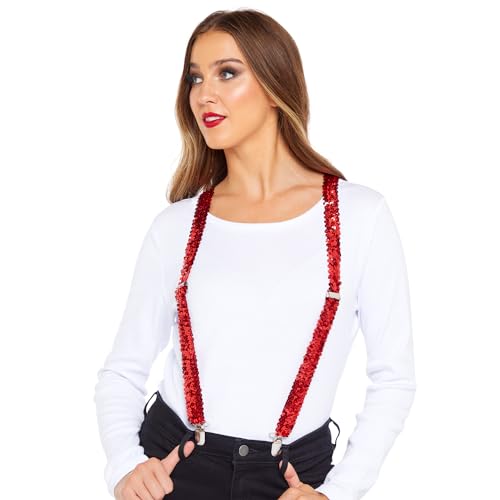 amscan 9919147 Bretelles à paillettes rouges pour adulte Taille unique