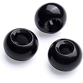 Cheriswelry 100pcs Black Rondelle Glass Beads - European Large Hole Smooth Loose Spacer Beads Slide Charms 15x10mm for DIY Bracelet Necklace Craft Jewelry Making