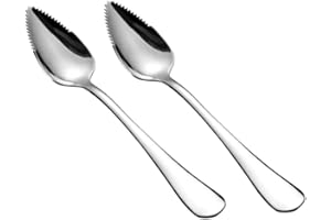Grapefruit Spoons Silver Stainless Steel Half Serrated Fruit Dessert Cutter Spoons 2PCS