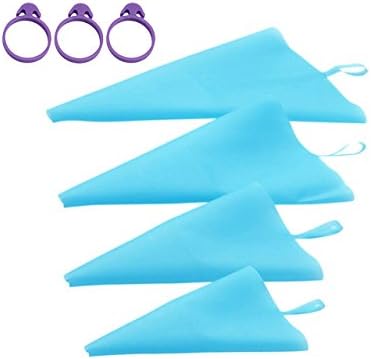 4 Sizes Silicone Pastry Bag Set(12"+14"+16"+18"), Reusable Icing Piping Bag Baking Cookie Cake Decorating Bag with 3 Icing Bag Ties