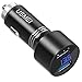 Car Charger, USMEI Quick Charge 3.0 Dual USB Charger Adapter with Voltmeter, Compatible with iPhone 15/14/13, Samsung S24/S23/S22/Note 20/10 and More
