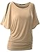 DOUBLJU Womens Short Sleeve Cut Off Shoulder Dolman Tunic Top