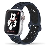 YC YANCH Greatou Compatible for Apple Watch Band 42mm,Soft Silicone Sport Band Replacement Wrist Strap Compatible for iWatch Apple Watch Series 3/2/1,Nike+,Sport,Edition,S/M,Black Midnightblue