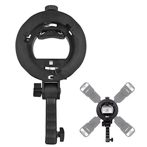 UTEBIT Bracket for Speedlight 5 Flashes Speedlight Mount Bowens S Type Flash Bracket Multi Holder Angle Adjustable Umbrella Mount for Softbox Snoot Beauty Dish Reflector