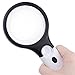 Magnifier 3 LED Light, Handheld Magnifying Glass with Light 3X 45X Illuminated Loupe Lens,Great Tool for Visual Impairment, Black White