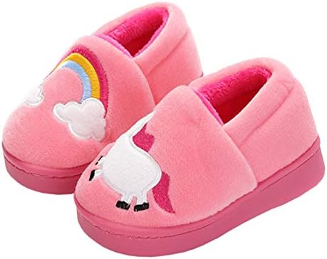 Boys Girls Unicorn Cartoon Cozy Warm Home Slippers Anti-Slip Toddler Slippers Kids Slip on Fuzzy Bedroom Slippers