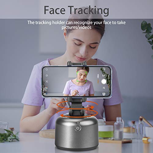 Tracking Holder Auto Face Object Tracking Camera Mount Smart Selfie Stick 360 Rotation Shooting Camera Cell Phone Holder Tripod Stand Selfie Robot Hand-Free for Live Streaming Video Call Vlog (Black)
