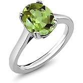 2-5 Cttw Gemstone Birthstone and Black Diamond Solitaire Ring for Women | 925 Sterling Silver | Oval 11X9MM and 1.5MM Accent Stone | Fine Jewelry for Engagement Wedding Anniversary Promise