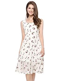 Allegra K Vestido de mujer sin mangas, estilo vintage de los años 50, con estampado de cerezo