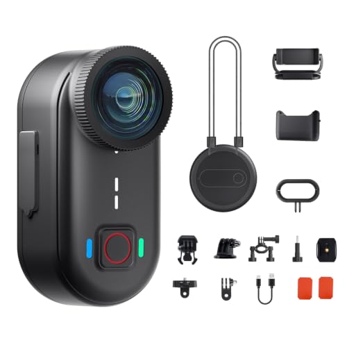 K80 4K mini Action cam POV bodycam EIS Bildstabilisierung WLAN 10m wasserdichte Unterwasserkamera mit integriertem 64GB Speicherplatz, Vlogging Camera für Radfahren, Reisen