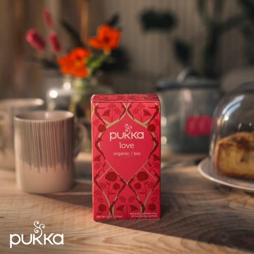 Pukka Organic Tea Bags Gift Set, Love Herbal Tea with Chamomile, Rose