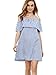 SheIn Women's Striped Ruffle Cold Shoulder Shift Dress