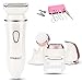 Sminiker Professional Upgrade Womens Electric Razor 4 in 1 Ladies Electric Shaver Cordless Rechargeable Wet/Dry Electric Razor for Women Waterproof Body Hair Bikini Trimmer + Manicure Set (White)