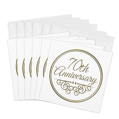 3dRose Greeting Cards, 70Th Anniversary, Gold Text for Celebrating Wedding Anni…