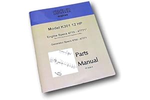 AGPUBS Parts Catalog Manual for Kohler K301 12Hp Engine Generator with Exploded Views Numbers