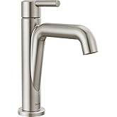 Delta Nicoli Brushed Nickel Bathroom Faucet 1 Hole, Single Hole Bathroom Sink Faucet for Vanity, Push-Pop Drain Assembly, Stainless 15849LF-SS