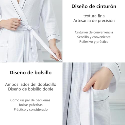 UTRHHVS Waffle Batas de baño,Lightweight albornoces para hombre y mujer,bata de baño toalla el y ella,Delgado y suave,Transpirable y absorbente de agua,para ropa de dormir y ropa de descanso