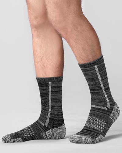 Niorasen Men's Cotton Crew Work Socks, 5 Pairs Cushioned Boot Moisture Athletic Socks for Hiking Sports Running
