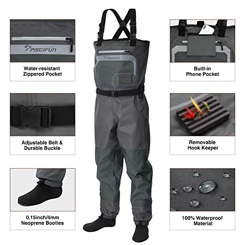 Piscifun Chest Waders, Stockingfoot Waterproof Waders For Men and Women