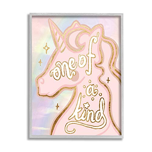 Stupell Industries One of A Kind Phrase Pink Rainbow Unicorn, Designed by Daphn…