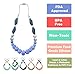 Baby Teething Necklace for Mom: Silicone Baby Teether Necklace for Teething Pain Relief in Babies & Toddlers| Sturdy & Stylish Chewable Necklace for Boys & Girls| Great Gift (Blue/Marble/Grey/Marble)