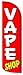 Vape Shop (Red) Windless Stay-Open Feather Swooper Flag Banner Kit: 14' Fusion Pole Set, Safety Orange Stake