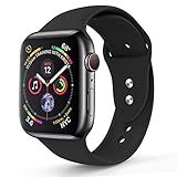 RUOQINI Compatible with Apple Watch Band 40mm,Sport Silicone Soft Replacement Band Compatible for Apple Watch Series 4, S/M Black