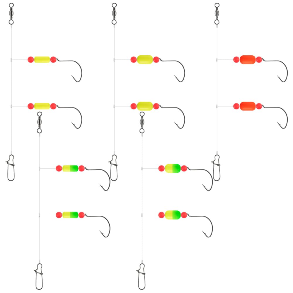MiOYOOW 5PCS Pompano Rigs, Sea Fishing Pompano Rigs with Floats for Saltwater Florida Offshore Surf Fishing