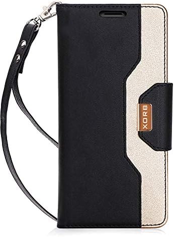 XORB OnePlus 5T Flip Cover Case | Premium Leather | Inner TPU | Foldable Stand | Wallet Card Slots - Gold-Black