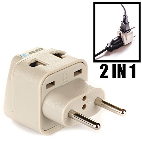 OREI Universal 2 in 1 Plug Adapter Type C for Europe, Turkey and More