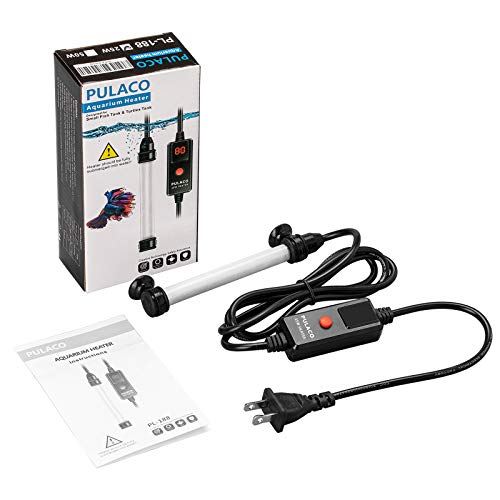 PULACO 50W Mini Aquarium Heater with External Controller & LED