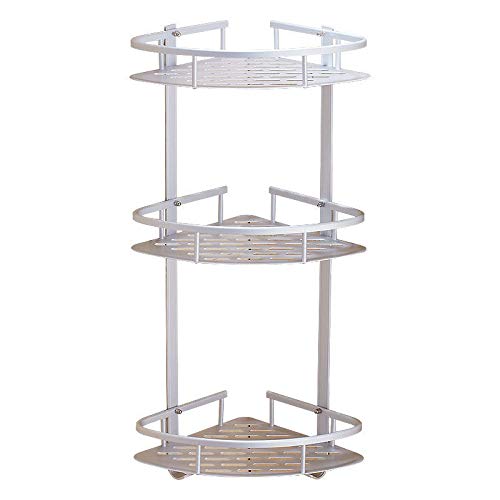 SOULONG Bathroom Corner Basket, 3 Tiers Aluminum Wall Mounted Corner Wall Basket with Hooks for Bathroom Living Room, 22.05x9.06x11.81inch