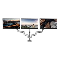 TechOrbits Three Monitor Stand Mount - SmartSWIVEL - Triple Computer Screen Desk Mount Arms - Full Motion Swivel Articulating Gas Springs - Universal Fit for 13" - 30" Screens Vesa Mount