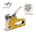 Staple Gun，Upholstery Stapler with Staples 3-In-1 Heavy Duty Hand Operated Brad Nail Gun Power Brad Nailer Tacker For Crafts, Wooden, Furniture,Decoration, Fxing - BONUS 400 Staples, Free Glove，Yellow