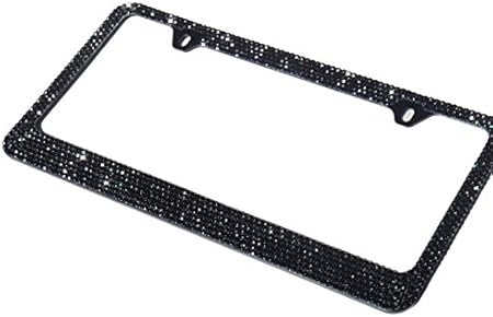 車キャンディ335 Acxk 7行キラキラブラッククリスタルライセンスプレートフレーム ナンバーカバー ホルダー 車 バイク Amazon