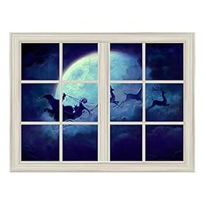 Christmas Santa Wall Mural (24"x32", 02. Santa Claus and Reindeers)