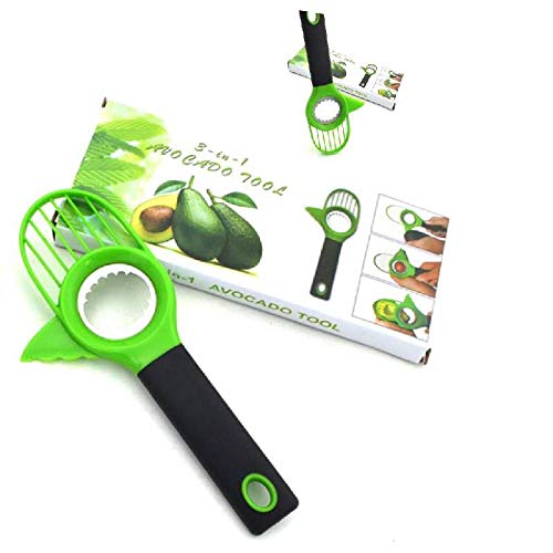 Avocado Cutter Slicer 3 in 1 Multifunctional with Non-Slip Silicone Handle, Avocado Tool Knife Cutter Pitter Stoner with Stainless Steel Blade for Fruit Kiwi Mango Kitchen Tool