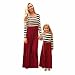 Anboo Mommy and Daughter Stripe Stitching Dress Casual Family Clothes Full Sleeve