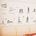 Kappier Travel Around The World - Famous Landmarks Removable Wall Decor Decal Sticker