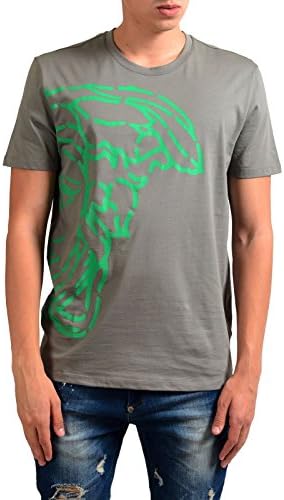 Sweet Spot Boutique Versace Collection Medusa Graphic Short Sleeve T-Shirt For Men (Gray) - 100% Cotton, Superior Quality - Guaranteed Authentic, Made in Bulgaria (XXL)