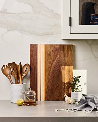Large Multipurpose American Walnut Wood Cutting Board with Cherry/Maple Accents: 17x13x1.1 Reversible Charcuterie Board with Cracker Holder (Gift Box Included) by Sonder Los Angeles - Thumbnail 7