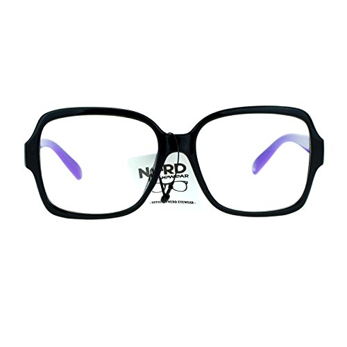 Nerd Eyewear Clear Lens Glasses Square Frame Hipster Eyeglasses Black Purple