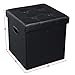 SONGMICS MAZIE Collection - 15 Inches Ottoman with Storage, Footstool, Storage Ottoman with Metal Grommet Handles, Load 660 lb, for Dorm, Living Room, Bedroom, Synthetic Leather, Black ULSF30B