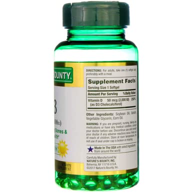 NATURE’S BOUNTY VITAMIN D3 2000 IU SOFTGELS 150 EA