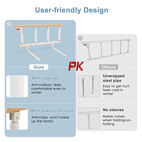 Hlieeosfcn Bed Barrier, Portable Folding Bed Grate, Portable Folding Bed and Safety for Elderly Adults Support Handle Handicap Hospital Metal Railing 4 Speed