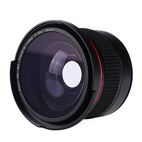 K & F Concept 58MM Fisheye 0.35X (Lentille Macro + Objectif Grand Angle) Super HD Grand Angle avec Macro Gros Plan pour…